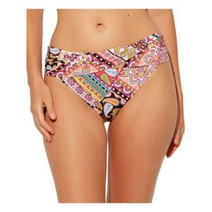 BLEU Women's Pink Stretch Lined  Crossover Band Hipster Swimsuit Bottom 4